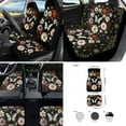 thumbnail image 2 of Jeiento Butterfly Car Seat Cover Full Set - Flower Front and Back Seats, Floor Mats, Steering Wheel, Armrest, Seatbelt Strap - Black 17 Pack Auto Interior Accessories, 2 of 8
