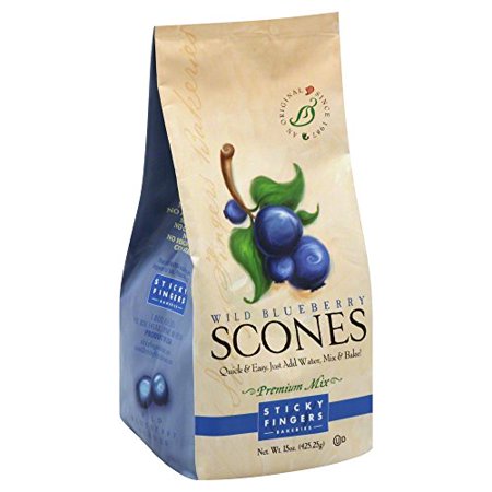 Pack of 6  15 oz Sticky Fingers Bakeries Bulk Scone Mix: Just Add Water Scone Mixes (Wild Blueberry)