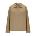 thumbnail image 6 of Womens Cropped Pea Coats Casual Fashion Button down Short Jackets Fall Trendy Zip up Outerwear with Pockets New Plus Size Jackets for Women Lightweight Khaki XXL, 6 of 9