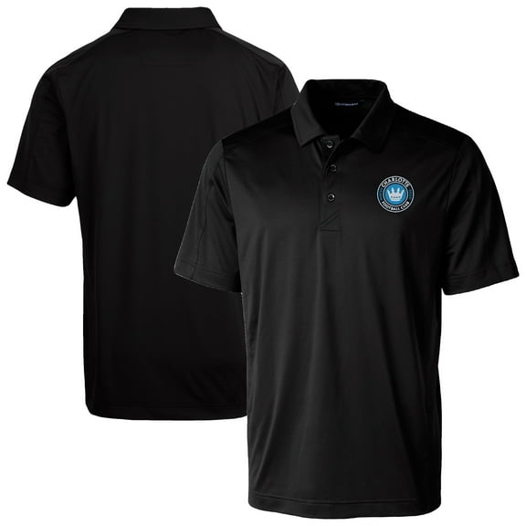 Men's-Cutter & Buck  Black Charlotte FC Big & Tall Prospect Eco Textured Stretch Recycled Polo