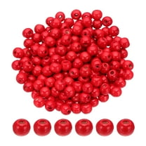 Uxcell 10mm Wooden Beads for Craft, 200 Pcs Round Beads Loose Spacer for Macrame Jewelry DIY Decor, Red