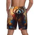 thumbnail image 2 of Lsque Mens Swim Trunks Prairie Meditating Raccoon Pattern - Bathing Suit Compression Liner - Beach Swim Shorts Swimwear - (S-3XL) - Stretch Quick Dry -X-Large, 2 of 9