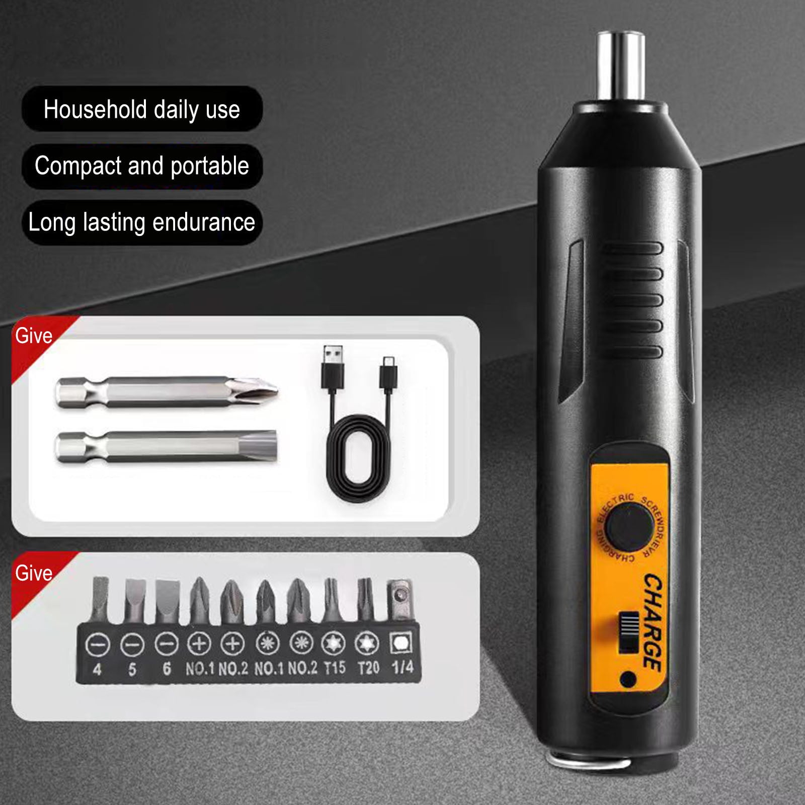 Rechargeable Mini Electric Screwdriver Set Cordless Hand Drill With 12 Bits For Home Diy Repair Small Tools