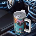 thumbnail image 4 of 1pc Cat 40oz Tumbler with Straw & Handle - Insulated Stainless Steel Cup | Holiday Gift for Man Women (Christmas, Valentine's, Birthday), 4 of 5