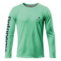 Men's Vented Long Sleeve with Sun Protecting Fishing Shirt Water Green(Size Medium)