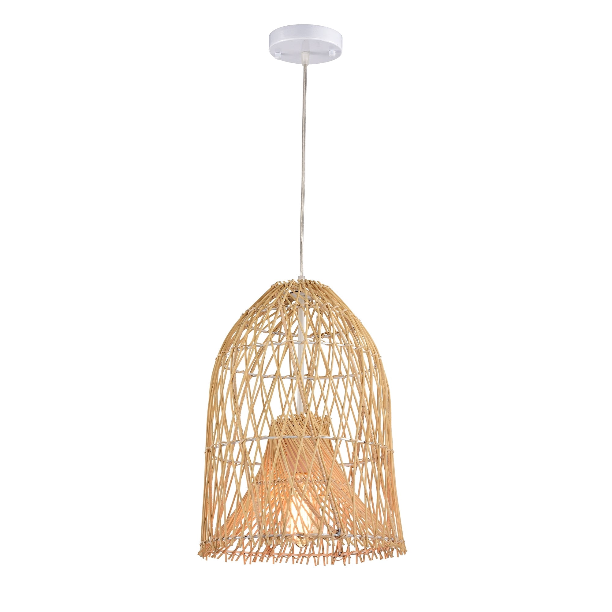 Home Accessories Ethan Cream 1-Light Rattan Cage Basket Pendant Light