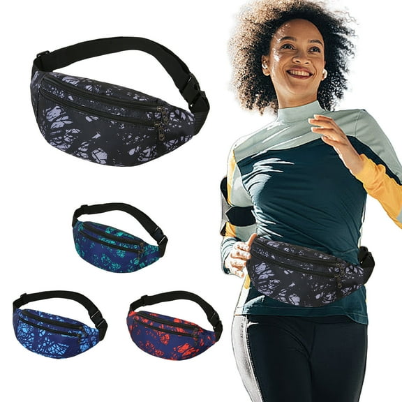 Running Belt Waist Bag for Women Men, Adjustable Exercise Pouch with Foldable Water Bottle Holder, Waterproof Nylon Fitness Pack, Large Capacity Phone Accessories Carrier, 3 Colors