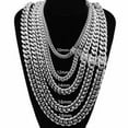 thumbnail image 2 of Men's Silver Gold Stainless Steel Curb Cuban Link Miami Chain Necklace Bracelet, 2 of 9