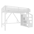 thumbnail image 2 of Bellemave Twin XL Loft Bed with Stairs and Storage Wardrobe, Metal Loft Beds Frame with USB Ports and LED Lights,Game Loft Bed Twin XL with Large Under-Bed Space, Easy Assembly (White), 2 of 8