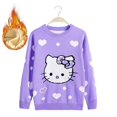 thumbnail image 3 of Hello Kitty cuello redondo de felpa engrosada dibujos animados niños suéter niñas suéter de algodón Otoño Invierno pulóver ropa de moda, 3 of 5