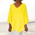 thumbnail image 2 of IROINNID On Sale Women's Long Sleeve V-Neck Shirts Comfortable V-Neck Long Sleeve Solid Color Cross Top Blouse,Yellow, 2 of 6