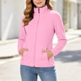 thumbnail image 6 of Full-Zip Fleece Jackets for Women No Hood, Long Sleeve Stand Up Collar Winter Casual Fuzzy Coat with Pockets (XL, Pink), 6 of 8