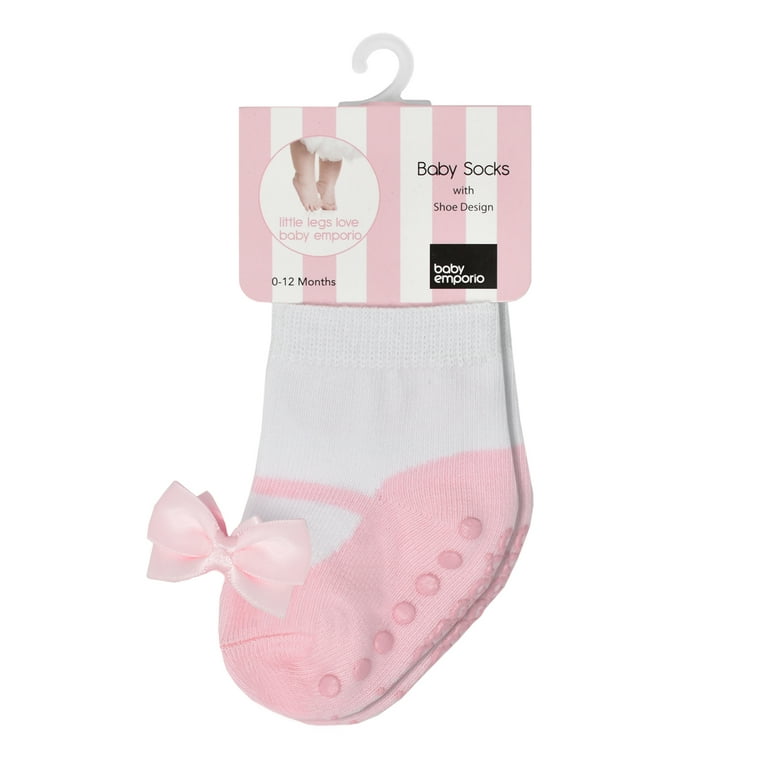 BALLERINA baby girl shoe design socks. With satin bows and anti-slip s –  Baby Emporio
