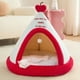 thumbnail image 4 of Cama navideña para gatos y perros pequeños | Carpa Red Apples | Forma de reno semi-encerrado | Funda lavable extraíble | Cojín de Felpa Suave y Cálido para el Invierno | 15x15in | Base antideslizante, 4 of 6