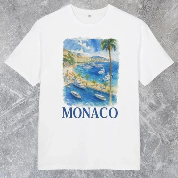 Retro Vintage Monaco Italy Graphic Tee Unisex Short Sleeve Shirt S-5XL