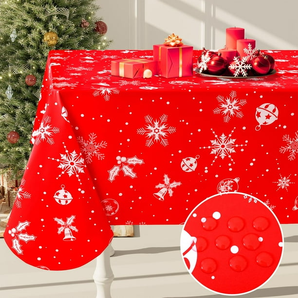 Mantel Smiry, 152 x 213 cm, impermeable, con forma de copo de nieve rojo