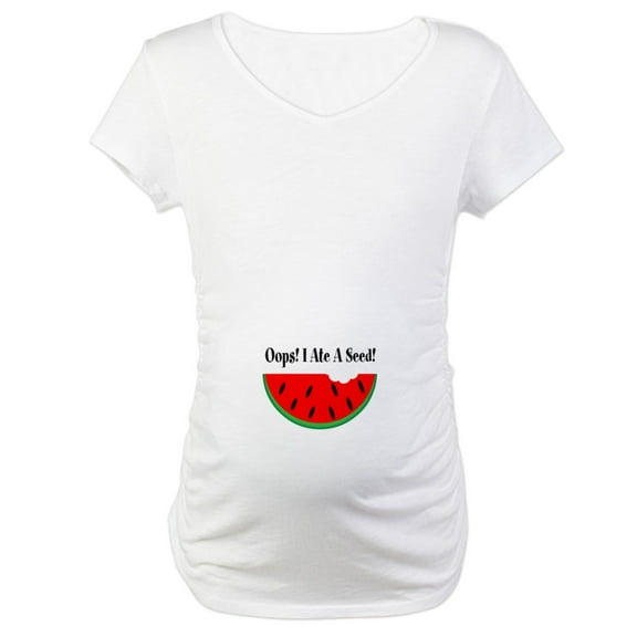 CafePress - Oops! I Ate A Seed Watermelon Maternity T Shirt - Cotton Maternity T-shirt, Cute & Funny Pregnancy Tee