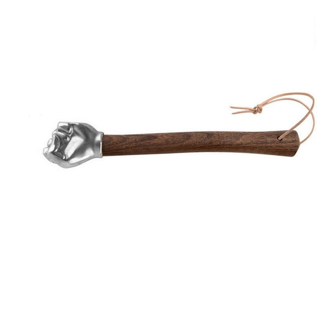 Martillo de acero inoxidable con forma de puño | Herramienta multiusos para acampar y sobrevivir con mango de madera | Herrajes resistentes y duraderos