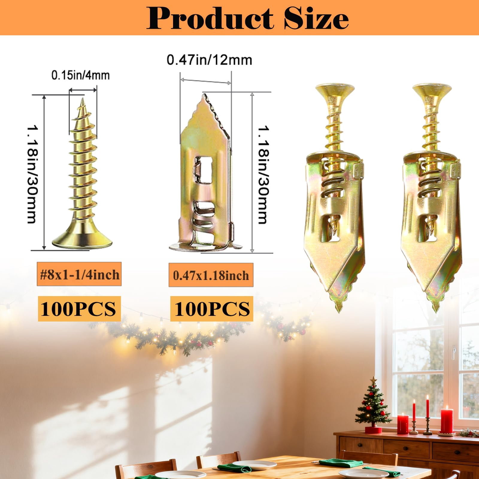 410 PCS Self Drilling Drywall Anchors with Screws Kit - 2 Sizes Sheetrock Anchors & 4 Sizes Zinc Expansion Screws,2025 Upgraded Zinc Plated Steel,No Drill Needed, Holds Up to 66LB on Walls