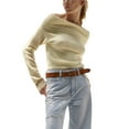 thumbnail image 1 of xiaxaixu Sweaters for Women Spring Autumn Knit Tops Solid Color Long Sleeve Off Shoulder Slim Knitwear, 1 of 9