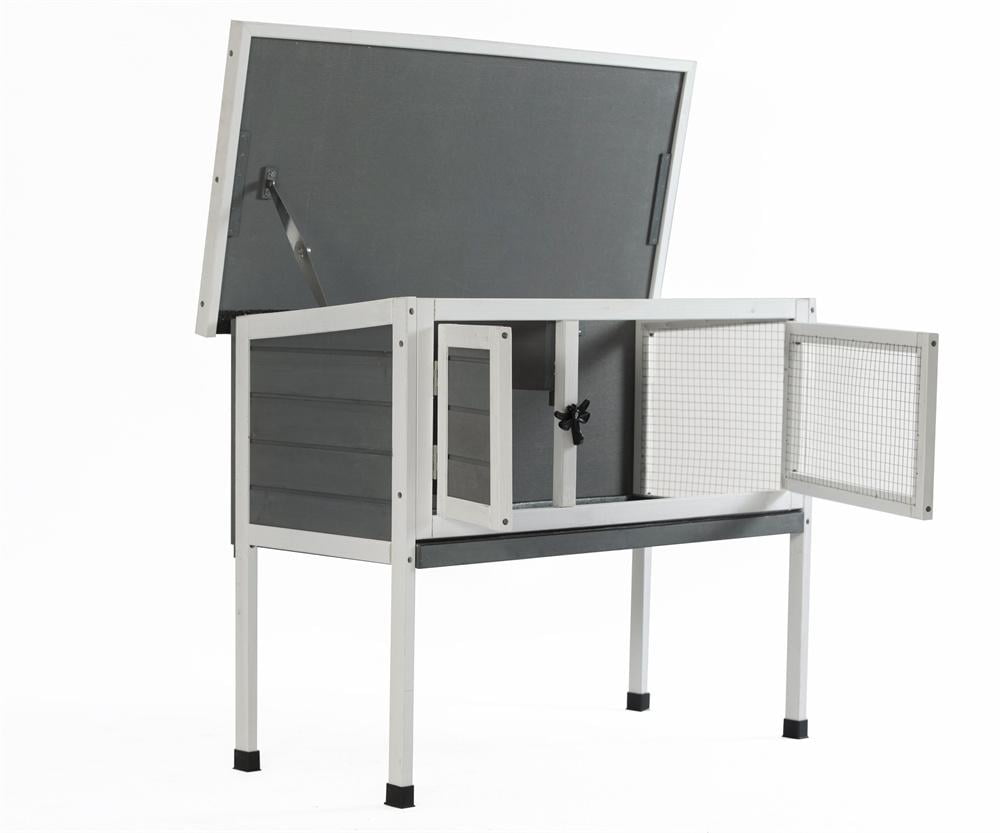 Bunny Rabbits Cage with Openable Asphalt Roof for Garden, Multi