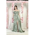 thumbnail image 3 of Royal Queen RQ8002 Juniors Womens Feather Sheer Long Sleeves High Slit Formal Dress, 3 of 9