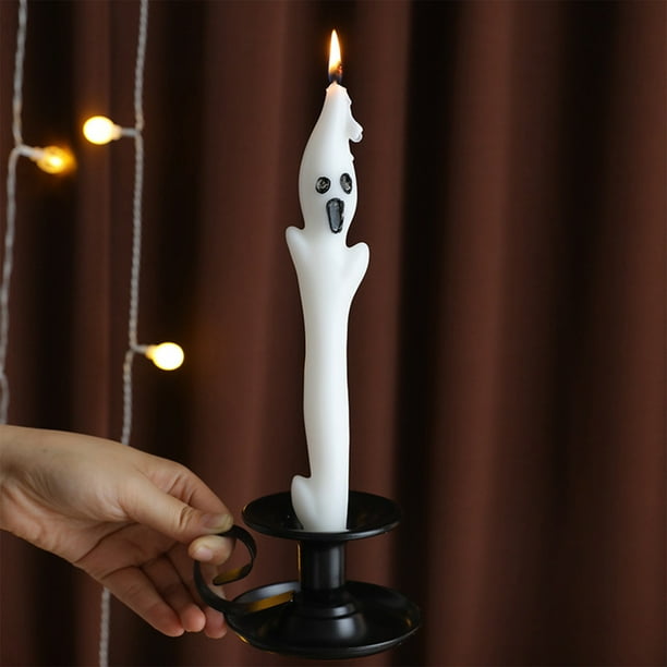 Vela Decorativa de Halloween con Forma de Palo Largo y Espeluznante | Velas de Aromaterapia Ambience Sense | Cera Blanca | 28 X 4 X 4 Cm | 1 Unidad