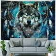 ALEPADNF Trippy Wolf Moon Phase Tapestry, Cool Animal Aesthetic Galaxy