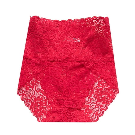 Riforla Women Panties Sexy Lace Mesh Transparent Women Underwear Plus Size High Waist Panty Panties Ladies Underwear Panties Red S