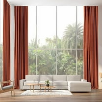 3S Brother's Extra Long Room Darkening 108" Length Faux Velvet Burnt Orange Curtain Drapes - Hanging Back Tab 5-25 Feet Custom Made ( 1 Panel ) - Made in Turkey (100"Wx108"L)