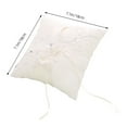 thumbnail image 5 of GOOHOCHY 20x20cm Wedding Ceremony Engagement Ring Pillow Bridal Bride Ring Bearer Flower White Ring Pillow with Ribbons, 5 of 8