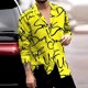 thumbnail image 3 of Camisas Para Hombre XXL Camisas florales hawaianas para hombre, con botones, para vacaciones tropicales, playa, trajes de verano (Yellow, 3XL), 3 of 4