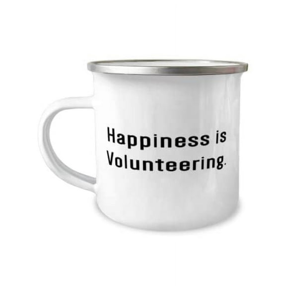 Sarcasm Volunteering 12oz Camper Mug, Happiness is Volunteering, Perfect Gifts for Friends, Holiday Gifts
