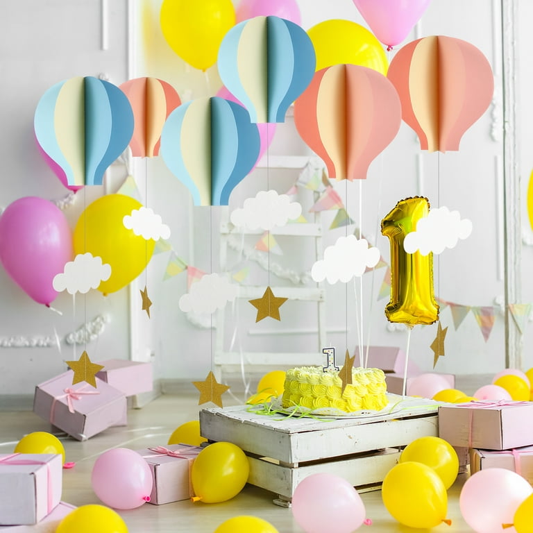 YEAHIBABY 4pcs Hot Air Balloon 3D Paper Garland Hanging Decorations for  Wedding Birthday Baby Shower Christmas Party 