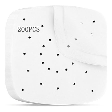 

200PCS Square 8.5 Inch Air Fryer Parchment Paper Liners Perforated Parchment Paper for Air Fryer Ovens & Microwaves or 8-9 Inches Bamboo or Metal Steamers