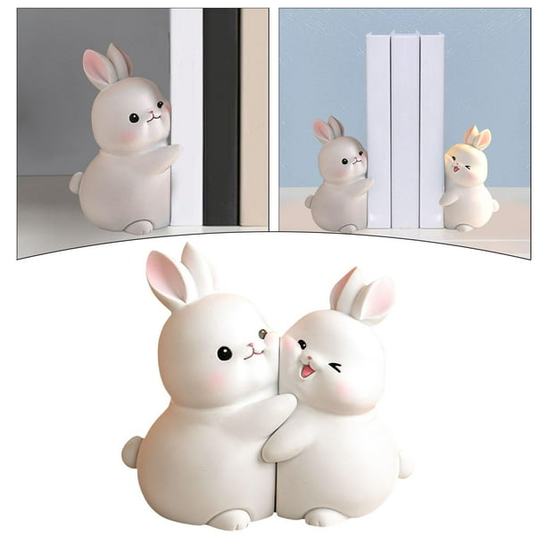 Rabbit Bookend Bunny Statue Resin Figurines Book Ends Stopper Book