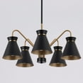 thumbnail image 3 of Savonnerie Modern Farmhouse 5-Light Black Gold Chandelier Pendant Light with Metal Shades - 23" D x 9" H, 3 of 5