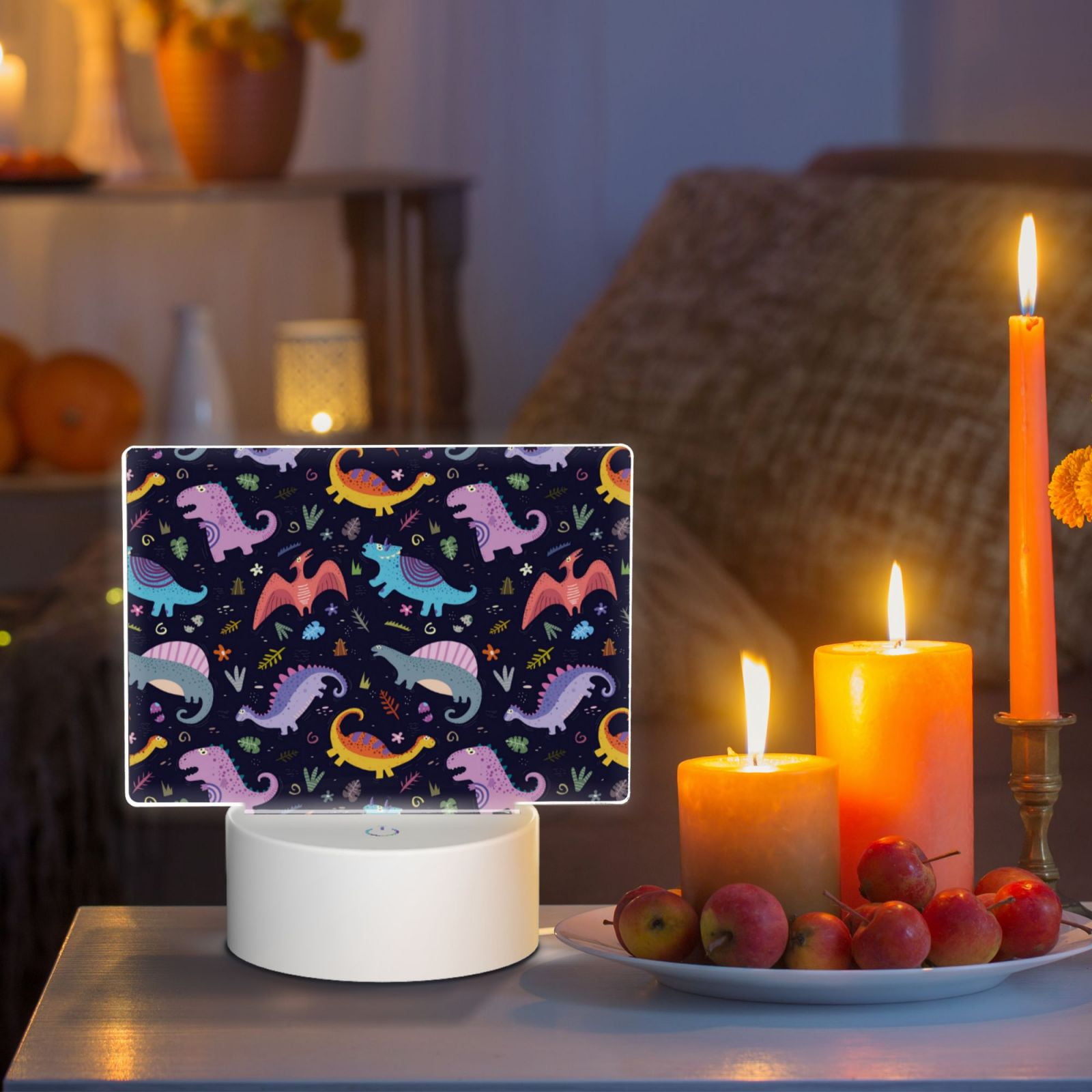 Kdxio Cartoon Dinosaur Rectangular Acrylic Night Light Acrylic Sleep Night Light Friend Gifts for Birthday Gifts for Women Teens Boys Girls