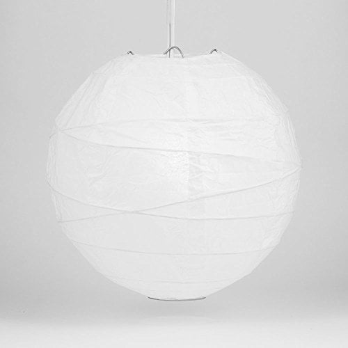 Luna Bazaar Paper Lantern (12-Inch, Free-Style Ribbed, White) - Rice Paper Chinese/Japanese Hanging Decoration - For Home Decor, Parties, and Weddings