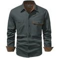 thumbnail image 6 of Mr.Stream Men's Washed Cotton Two Pockets Long Sleeve Work Snap Solid Heavyweight Twill Shirts 3261 Gray XL, 6 of 7