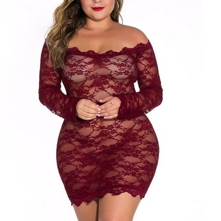 

Women S Lingerie Lace Mesh See Through Pajamas Fashion Plus Size Nightgowns