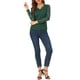 thumbnail image 2 of INSPIRAR CHIC Día de San Valentín Blusa de Encaje Floral de Manga Larga con Escote en V y Detalle de Encaje en el Dobladillo M Verde Oscuro, 2 of 7