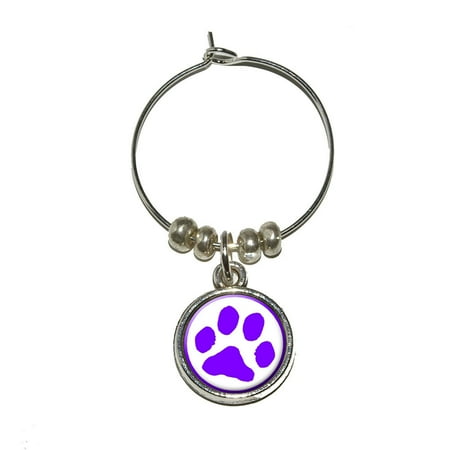 

Paw Print - Purple Wine Glass Charm