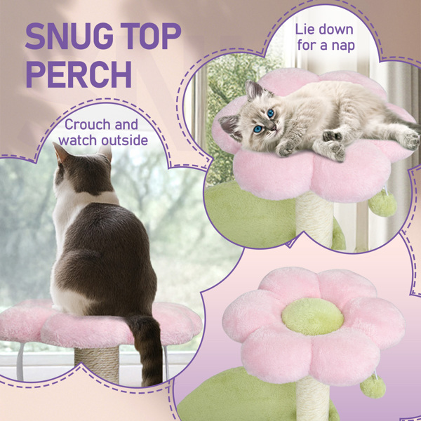 33in Multi-Level Cat Tree, Plush Enclosed Condo, Curved Perch, Top Bed, Sisal Scratching Posts, Interactive Toys for Kittens & Small Cats