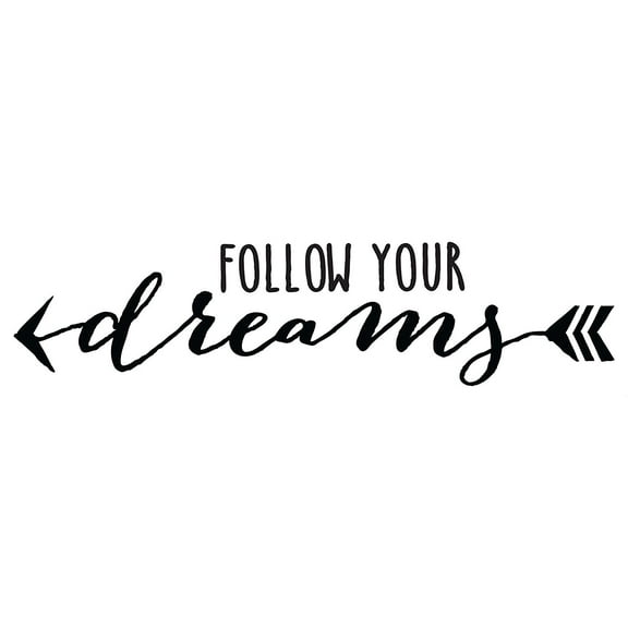 Wall Decor Plus More WDPM3735 Follow Your Dreams Inspirational Wall Decal with Arrows, Black,44x10-Inch, 44x10, Black