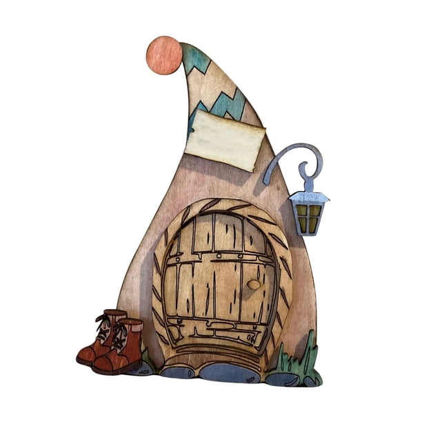 Estatua de puerta de hadas en miniatura para decoración artística, figuritas, adornos, gnomo de jardín de hadas Estilo D Sharpla Puerta de hadas en miniatura
