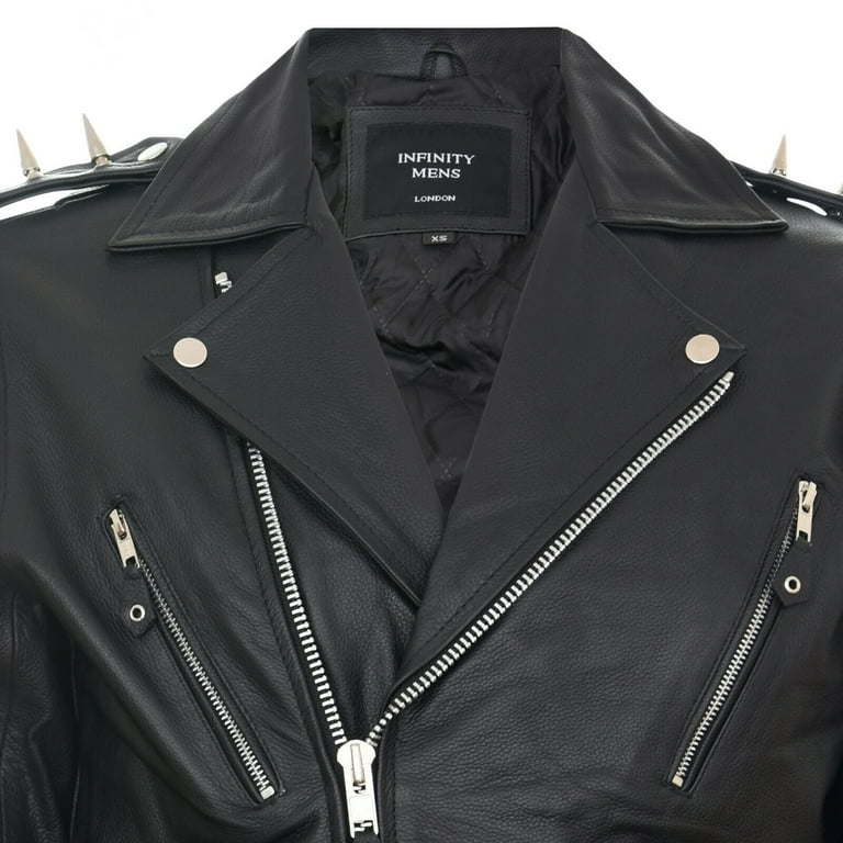 Men's Brando Black ''Ghostrider'' Spiked Leather Biker Jacket