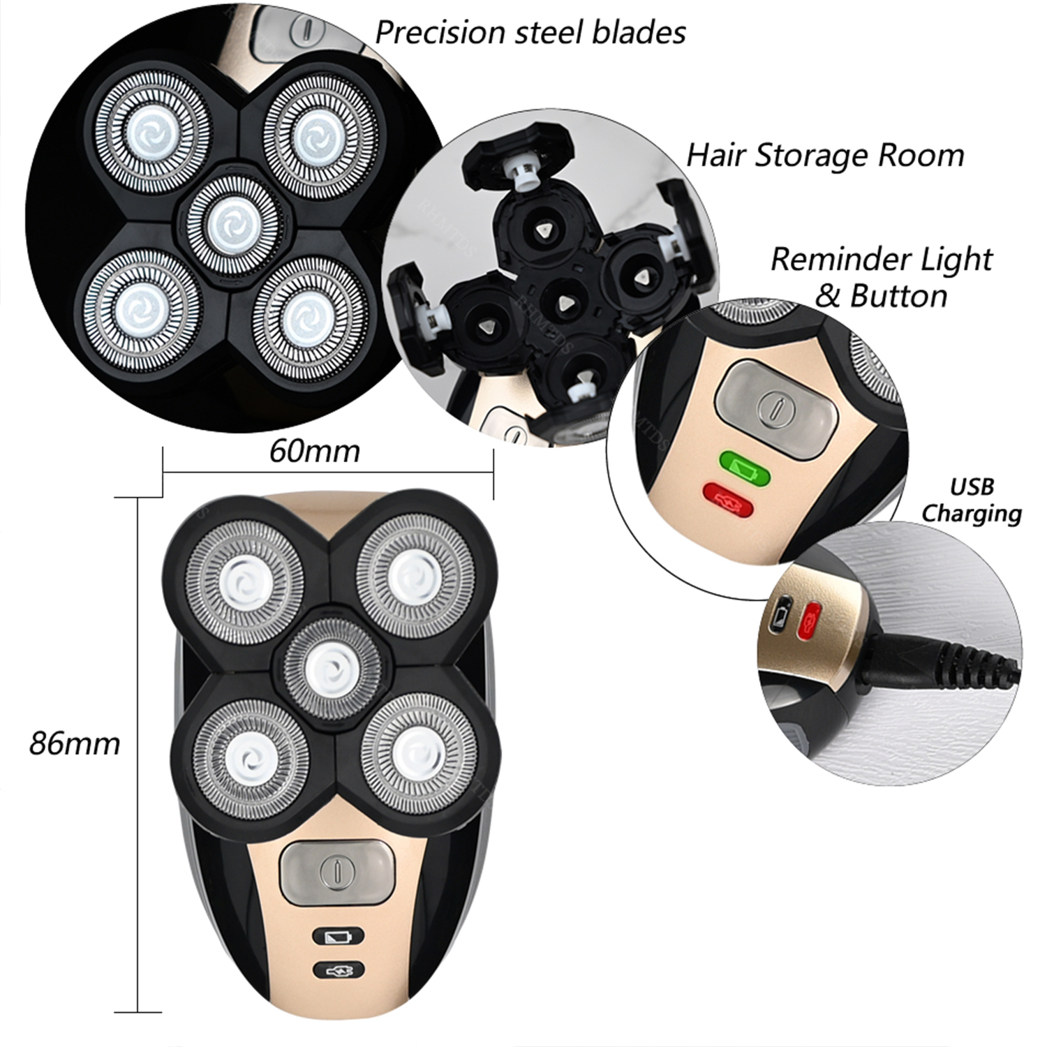 DEISNGB 5-Head Waterproof Electric Razor Grooming Kit photo 7