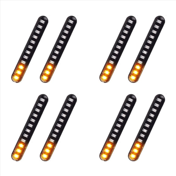 8Pcs Flowing Water Tail Brake Lights 12 Led Turn Signals Strip 3528Smd License Plate Light Blinker Stop Flicker