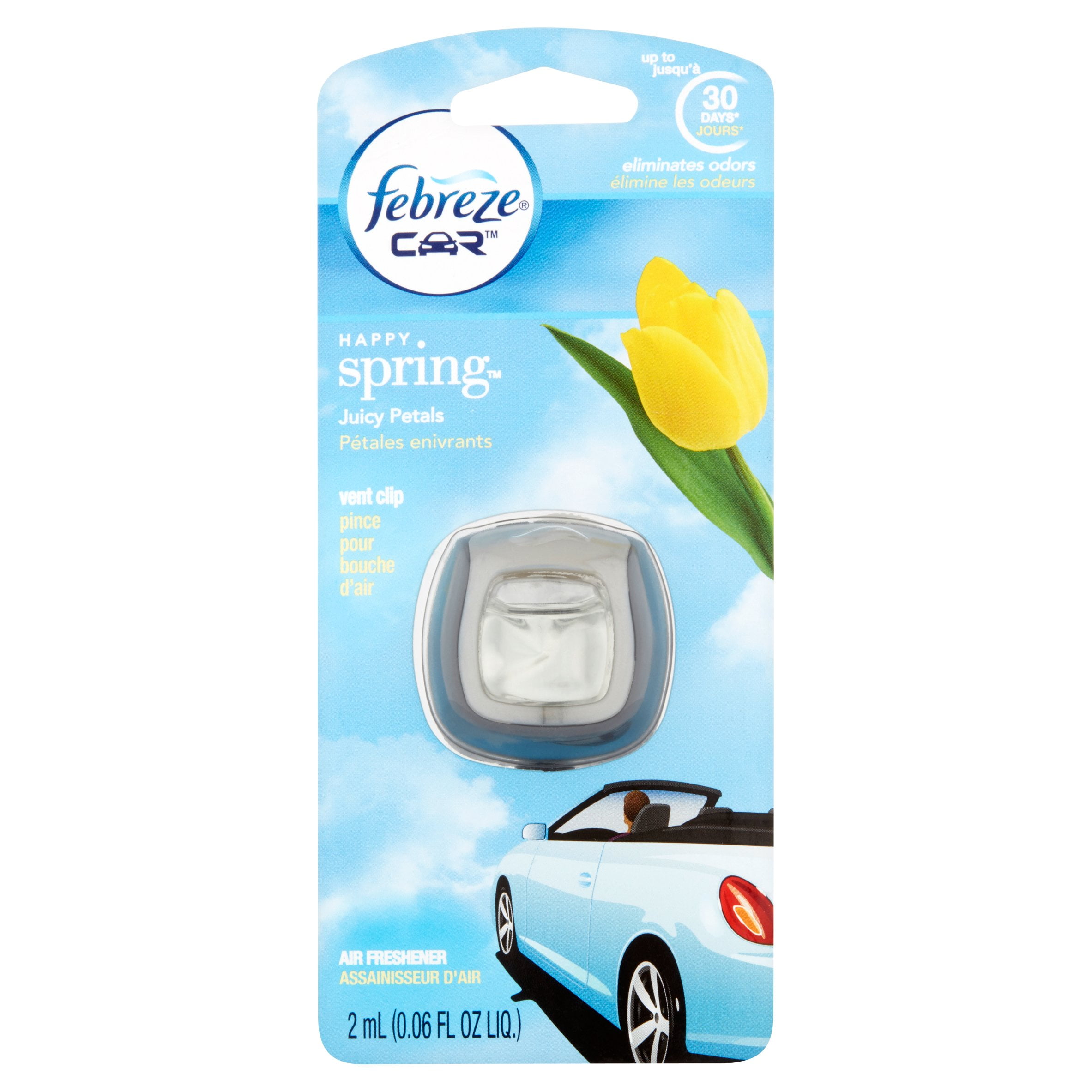 Febreze CAR Vent Clip Happy Spring Juicy Petals Air Freshener, 0.06 fl oz